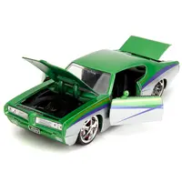1969 PONTIAC GTO JUDGE GREEN METALLIC AND SILVER WITH STRIPES "BIGTIME MUSCLE" SERIES 1/24 DIECAST MODEL CAR BY JADA