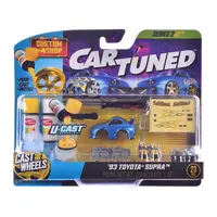 1987 TOYOTA SR5 PICKUP TRUCK WHITE AND 1993 TOYOTA SUPRA BLUE "CUSTOM SHOP" 2 CAR SET DIECAST MODEL CARS BY CARTUNED