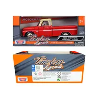 1966 CHEVROLET C10 FLEETSIDE PICKUP TRUCK RED WITH CREAM TOP "AMERICAN CLASSICS" 1/24 DIECAST MODEL CAR BY MOTORMAX