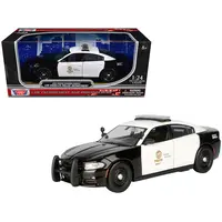 2023 DODGE CHARGER PURSUIT POLICE CAR "LAPD (LOS ANGELES POLICE DEPARTMENT)" BLACK AND WHITE "LAW ENFORCEMENT AND PUBLIC SERVICE" SERIES 1/24 DIECAST MODEL CAR BY MOTORMAX