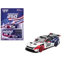 FORD MUSTANG GTD "AMERICA 250 - USA EXCLUSIVE" WHITE WITH AMERICAN FLAG GRAPHICS LIMITED EDITION 1/64 DIE CAST MODEL CAR BY MINI GT