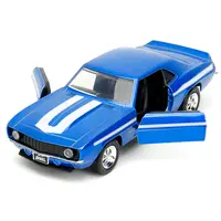 1969 CHEVROLET CAMARO BLUE METALLIC WITH WHITE STRIPES "2 FAST 2 FURIOUS" (2003) MOVIE "FAST & FURIOUS" SERIES 1/32 DIECAST MODEL CAR BY JADA