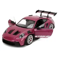PORSCHE 911 GT3 RS RED VIOLET METALLIC WITH WHITE STRIPES "PINK SLIPS" SERIES 1/18 DIECAST MODEL CAR BY JADA