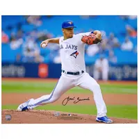 JOSE BERRIOS TORONTO BLUE JAYS AUTOGRAPHED 16" X 20" PITCHING PHOTOGRAPH