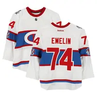 ALEXEI EMELIN MONTREAL CANADIENS PRACTICE-USED #74 WHITE REEBOK JERSEY VS. BOSTON BRUINS ON JANUARY 1, 2016 - NHL WINTER CLASSIC - WORN DURING WARM-UPS