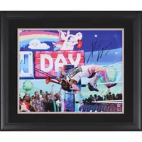 XAVIER WOODS WWE AUTOGRAPHED FRAMED 16" X 20" LEANING ON THE ROPES PLAYING TROMBONE PHOTOGRAPH