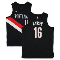 YANG HANSEN PORTLAND TRAIL BLAZERS AUTOGRAPHED BLACK NIKE ICON SWINGMAN JERSEY