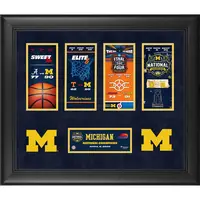 MICHIGAN WOLVERINES FRAMED 20" X 24" NCAA MEN'S BASKETBALL NATIONAL CHAMPIONS TICKET COLLAGE