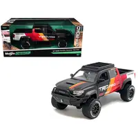 2023 TOYOTA TACOMA TRD PRO OFF ROAD PICKUP TRUCK MATT BLACK WITH GRAPHICS AND ROOFRACK "MAISTO DESIGN" SERIES 1/27 DIECAST MODEL CAR BY MAISTO