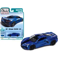 2020 CHEVROLET CORVETTE ELKHART LAKE BLUE METALLIC "SPORTS CARS" LIMITED EDITION 1/64 DIECAST MODEL CAR BY AUTO WORLD