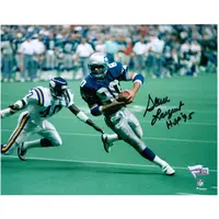 STEVE LARGENT SEATTLE SEAHAWKS AUTOGRAPHED 8" X 10" VS. VIKINGS PHOTOGRAPH WITH "HOF 95" INSCRIPTION