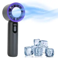 100 SPEED HANDHELD FAN WITH ICE COOLER HIGH SPEED TURBO FAN 3000MAH RECHARGEABLE HAND FAN WITH LCD DISPLAY FOR TRAVEL CAMPING BEACH OUTDOOR