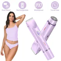 2 IN 1 BIKINI TRIMMER FOR WOMEN DUAL HEAD CORDLESS BODY SHAVER IPX7 WATERPROOF RECHARGEABLE PUBIC HAIR RAZOR WET AND DRY USE FOR BIKINI UNDERARM LEG A