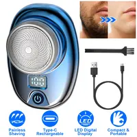 PORTABLE ELECTRIC SHAVER WITH LED DIGITAL DISPLAY TYPE-C RECHARGEABLE ELECTRIC RAZOR FOR MEN ELECTRIC BEARD TRIMMER FOR HOME OFFICE TRAVEL CAR