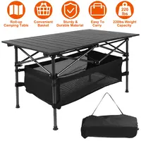 FOLDING CAMPING TABLE PORTABLE LIGHTWEIGHT ALUMINUM ROLL-UP PICNIC BBQ DESK WITH CARRYING BAG HEAVY DUTY OUTDOOR BEACH BACKYARD PARTY PATIO