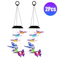 2PACK SOLAR BUTTERFLY WIND CHIMES 7 COLOR CHANGING WIND CHIMES FOR OUTSIDE IPX4 WATERPROOF OUTDOOR GARDEN YARD DECOR