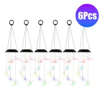 2PACK SOLAR DRAGONFLY WIND CHIMES 7 COLOR CHANGING WIND CHIMES FOR OUTSIDE IPX4 WATERPROOF OUTDOOR GARDEN YARD DECOR