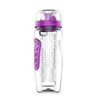 FRUIT INFUSER WATER BOTTLE 32OZ JUICE SHAKER SPORT W/ FLIP TOP LID ANTI-SLIP GRIPS FOR OFFICE HOME SPORT RUNNING WALKING HIKING