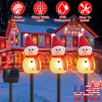 1PC SOLAR POWERED LAMP 3 SNOWMEN OUTDOOR DECORATIVE CHRISTMAS LAMP GARDEN STAKE LIGHT IP55 WATERPROOF SANTA LANDSCAPE LIGHT WARM WHITE LED LIGHTING PA