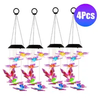 2PACK SOLAR BUTTERFLY WIND CHIMES 7 COLOR CHANGING WIND CHIMES FOR OUTSIDE IPX4 WATERPROOF OUTDOOR GARDEN YARD DECOR