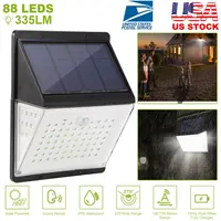 SOLAR LIGHTS 88 LEDS WALL LAMPS OUTDOOR 120° MOTION SENSOR SOUND CONTROL LIGHTINGS 270°ILLUMINATION IP65 WATERPROOF W/ 2.5M EXTEND WIRE FOR GARAGE GAR