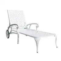 OUTDOOR ALUMINUM LOUNGE CHAIR WITH WHEELS, ADJUSTABLE RECLINING CHAISE LOUNGE, WEATHER RESISTANT PATIO RECLINER CHAIR WITH 3-POSITION BACKREST (120°/1