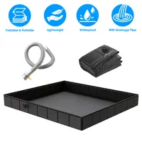 41X41X5.5IN PORTABLE SHOWER PAN FOLDABLE SHOWER BASIN COLLAPSIBLE CAMPING SHOWER TENT BASE WITH DETACHABLE DRAIN PIPE FOR INDOOR & OUTDOOR