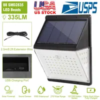 SOLAR LIGHTS 88 LEDS WALL LAMPS OUTDOOR 120° MOTION SENSOR SOUND CONTROL LIGHTINGS 270°ILLUMINATION IP65 WATERPROOF W/ 2.5M EXTEND WIRE FOR GARAGE GAR