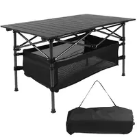 FOLDING CAMPING TABLE PORTABLE LIGHTWEIGHT ALUMINUM ROLL-UP PICNIC BBQ DESK WITH CARRYING BAG HEAVY DUTY OUTDOOR BEACH BACKYARD PARTY PATIO