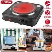 1000W ELECTRIC INFRARED SINGLE BURNER PORTABLE HEATING HOT PLATE STOVE COUNTERTOP RV HOTPLATE WITH 7.5” GLASS COOKTOP STEPLESS TEMPERATURE ADJUSTMENTS