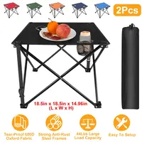2PCS FOLDABLE CAMPING TABLE PORTABLE PICNIC TABLE LIGHTWEIGHT TRAVEL DESK WITH 2 CUP HOLDERS/TABLE CARRYING BAG