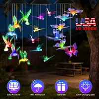 3PACK SOLAR HUMMINGBIRD BUTTERFLY DRAGONFLY WIND CHIMES 7 COLOR CHANGING WIND CHIME FOR OUTSIDE IPX4 WATERPROOF OUTDOOR GARDEN YARD DECOR