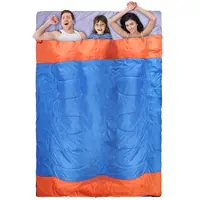 2 PEOPLE SLEEPING BAG FOR ADULT KIDS LIGHTWEIGHT WATER RESISTANT CAMPING COTTON LINER COLD WARM WEATHER INDOOR OUTDOOR USE 3 SEASON WITH SACK FOR SPRI