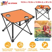1PC FOLDABLE CAMPING TABLE PORTABLE PICNIC TABLE LIGHTWEIGHT TRAVEL DESK WITH 2 CUP HOLDERS CARRYING BAG