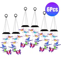 2PACK SOLAR BUTTERFLY WIND CHIMES 7 COLOR CHANGING WIND CHIMES FOR OUTSIDE IPX4 WATERPROOF OUTDOOR GARDEN YARD DECOR