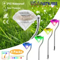 4PCS SOLAR GARDEN LIGHT OUTDOOR DIAMOND LED LIGHT 7-COLOR CHANGING IP65 WATERPROOF PATHWAY STAKE DECORATIVE LAMP FOR GARDEN PATIO YARD WALKWAY