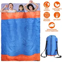 3 PEOPLE SLEEPING BAG FOR ADULT KIDS LIGHTWEIGHT WATER RESISTANT CAMPING COTTON LINER COLD WARM WEATHER INDOOR OUTDOOR USE 3 SEASON WITH SACK FOR SPRI