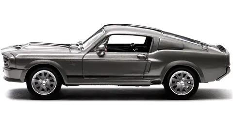 1967 FORD MUSTANG CUSTOM "ELEANOR" GRAY METALLIC WITH BLACK STRIPES "GONE IN 60 SECONDS" (2000) MOVIE 1/43 DIECAST MODEL CAR BY GREENLIGHT