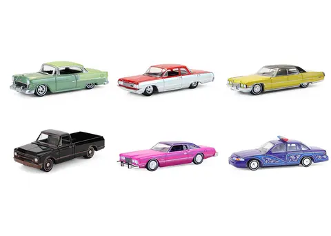 "CALIFORNIA LOWRIDERS" SERIES 7 SET OF 6 PIECES 1/64 DIECAST MODEL CARS BY GREENLIGHT