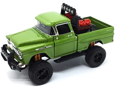 1958 CHEVROLET APACHE FLEETSIDE PICKUP TRUCK OFF ROAD GREEN 1/24 DIECAST MODEL BY MOTORMAX