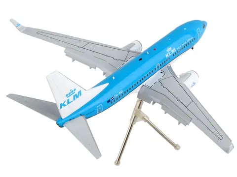 BOEING 737-700 COMMERCIAL AIRCRAFT WITH FLAPS DOWN "KLM ROYAL DUTCH AIRLINES" BLUE WITH WHITE TAIL "GEMINI 200" SERIES 1/200 DIECAST MODEL AIRPLANE BY GEMINIJETS