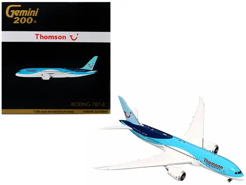 BOEING 787-8 COMMERCIAL AIRCRAFT "THOMSON - TUI AIRWAYS" BLUE AND WHITE "GEMINI 200" SERIES 1/200 DIECAST MODEL AIRPLANE BY GEMINIJETS