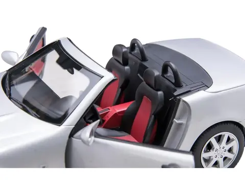 1996 MERCEDES-BENZ SLK CONVERTIBLE BRILLIANT SILVER METALLIC 1/18 DIECAST MODEL CAR BY NOREV