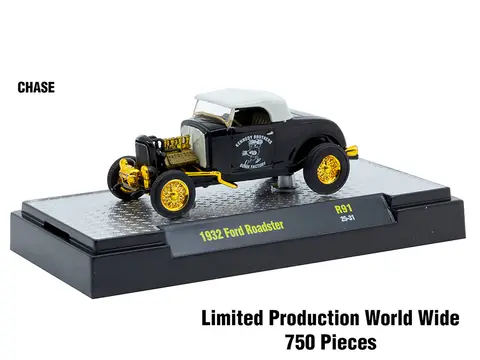 "AUTO MEETS" SET OF 6 CARS IN DISPLAY CASES RELEASE 91 LIMITED EDITION 1/64 DIECAST MODEL CARS BY M2 MACHINES
