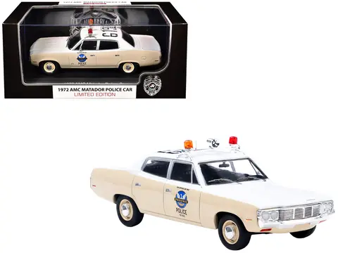1972 AMC MATADOR POLICE CAR "PHOENIX POLICE DEPARTMENT" WHITE AND BEIGE 1/43 DIECAST MODEL BY ICONIC REPLICAS