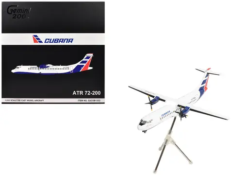 ATR 72-200 COMMERCIAL AIRCRAFT "CUBANA DE AVIACION" (CU-T1548) WHITE WITH RED AND BLUE TAIL "GEMINI 200" SERIES 1/200 DIECAST MODEL AIRPLANE BY GEMINIJETS
