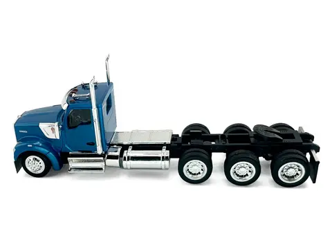 KENWORTH W990 3-AXEL DAY CAB BLUE METALLIC 1/87 (HO) PLASTIC MODEL CAR BY HO LOGISTICS