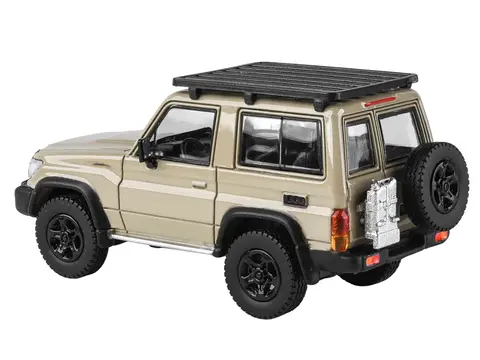 2023 TOYOTA LAND CRUISER 71 SANDY TAUPE "70TH ANNIVERSARY" WITH ROOFRACK 1/64 DIECAST MODEL CAR BY PARAGON