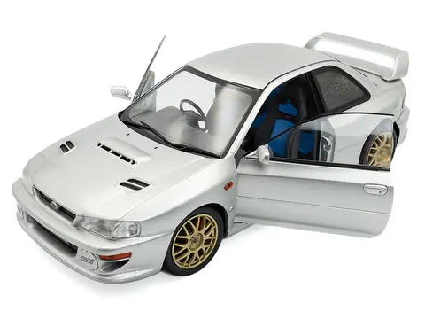 1998 SUBARU IMPREZA 22B RHD (RIGHT HAND DRIVE) SILVER METALLIC WITH GOLD WHEELS 1/18 DIECAST MODEL CAR BY SOLIDO