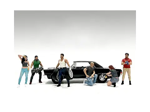 "MUSCLE MECHANICS" 6 PIECE FIGURE SET FOR 1/18 SCALE MODELS BY AMERICAN DIORAMA